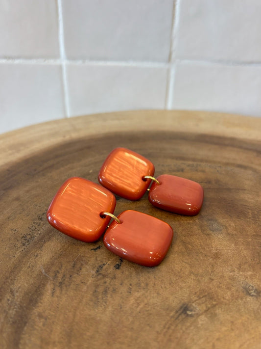 Rio Double Pierced Earrings Terracotta
