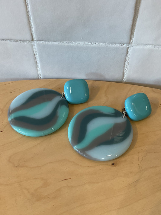 Nour Round Earrings Blue