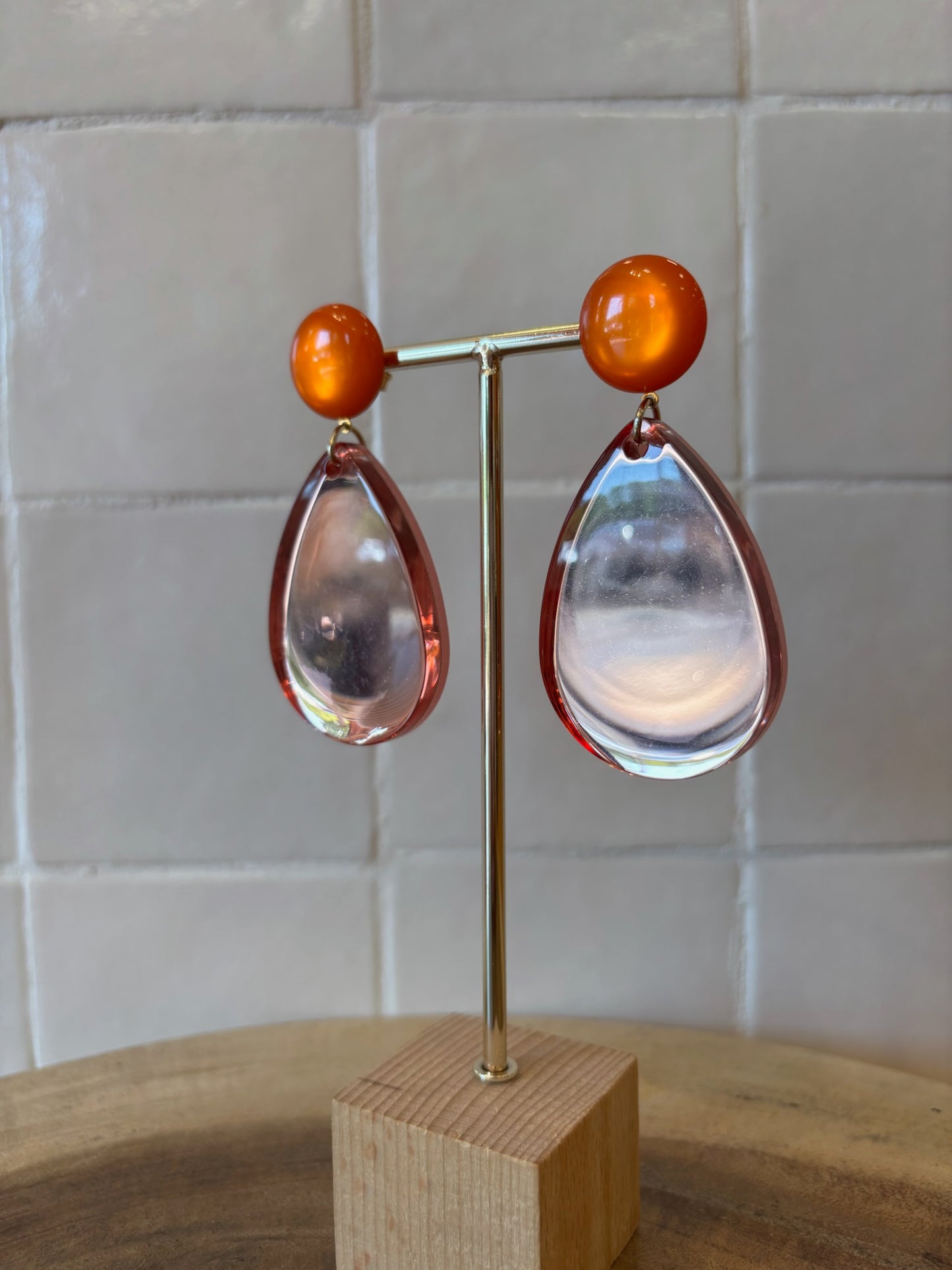 Miroir Pierced Earrings Orange