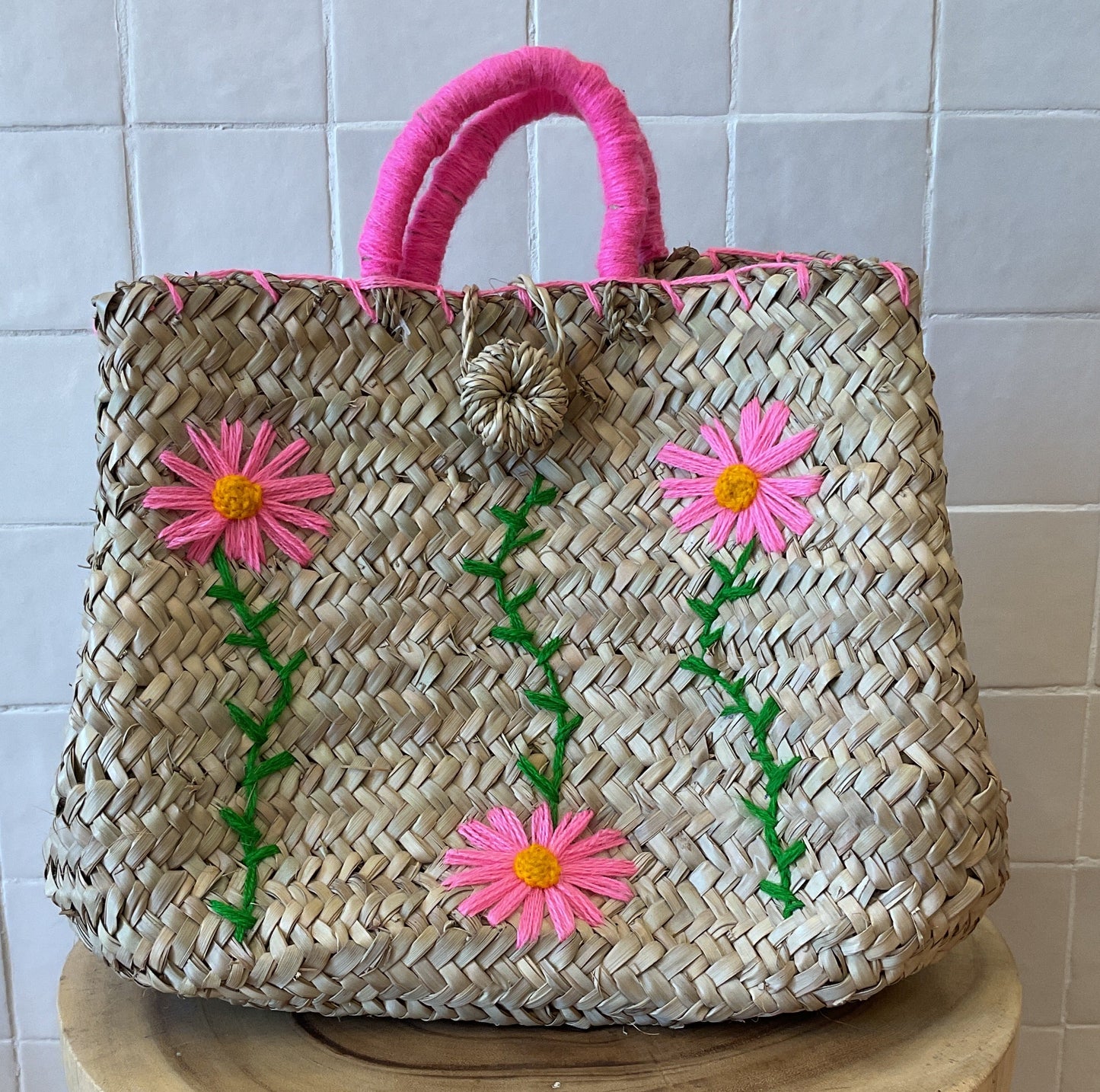 Moroccan Basket Bag Pink Marguerite