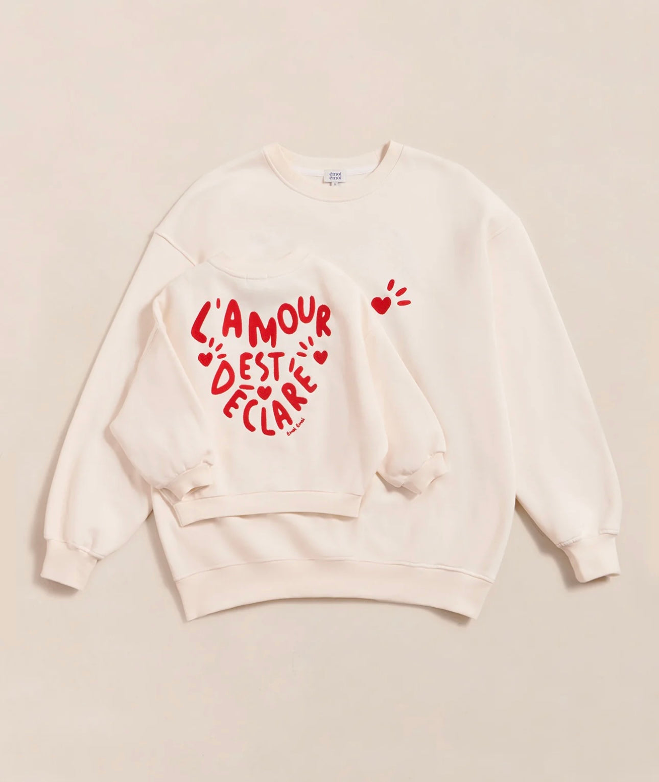 Sam Kids Sweat Cream “L’Amour est déclaré” Embroidered Red