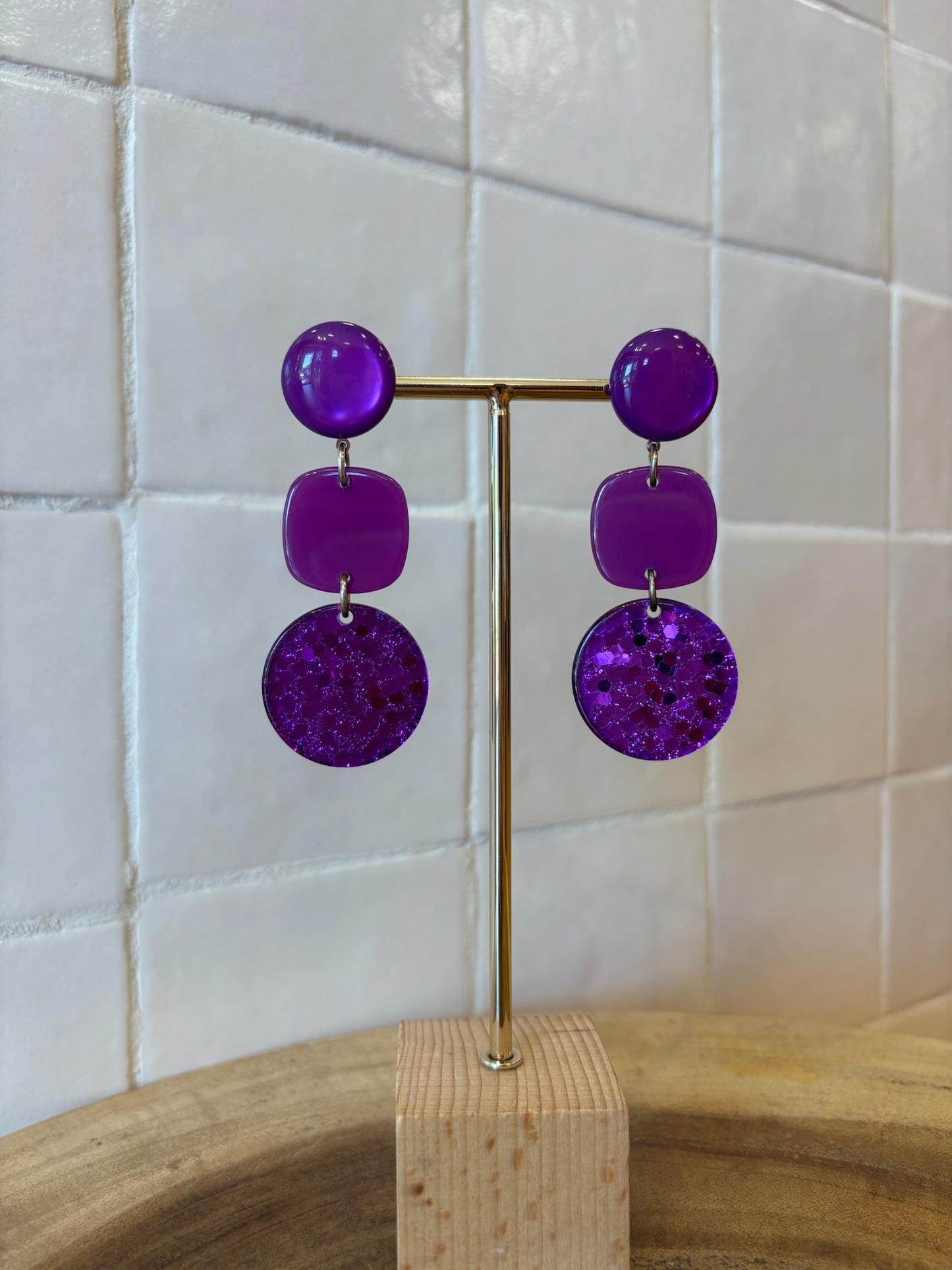Copa glitter earrings purple