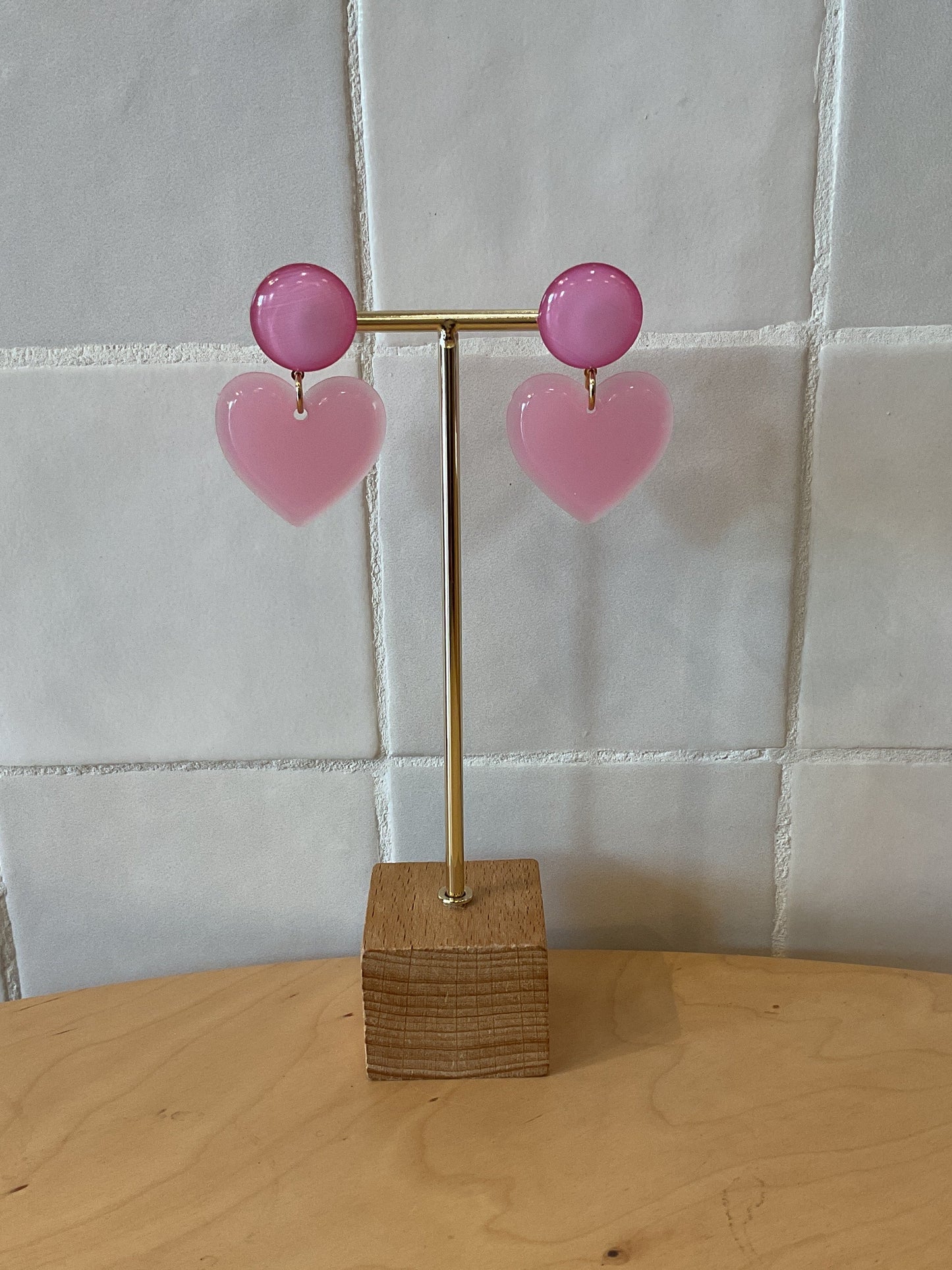 Heart Love pink Small Earrings