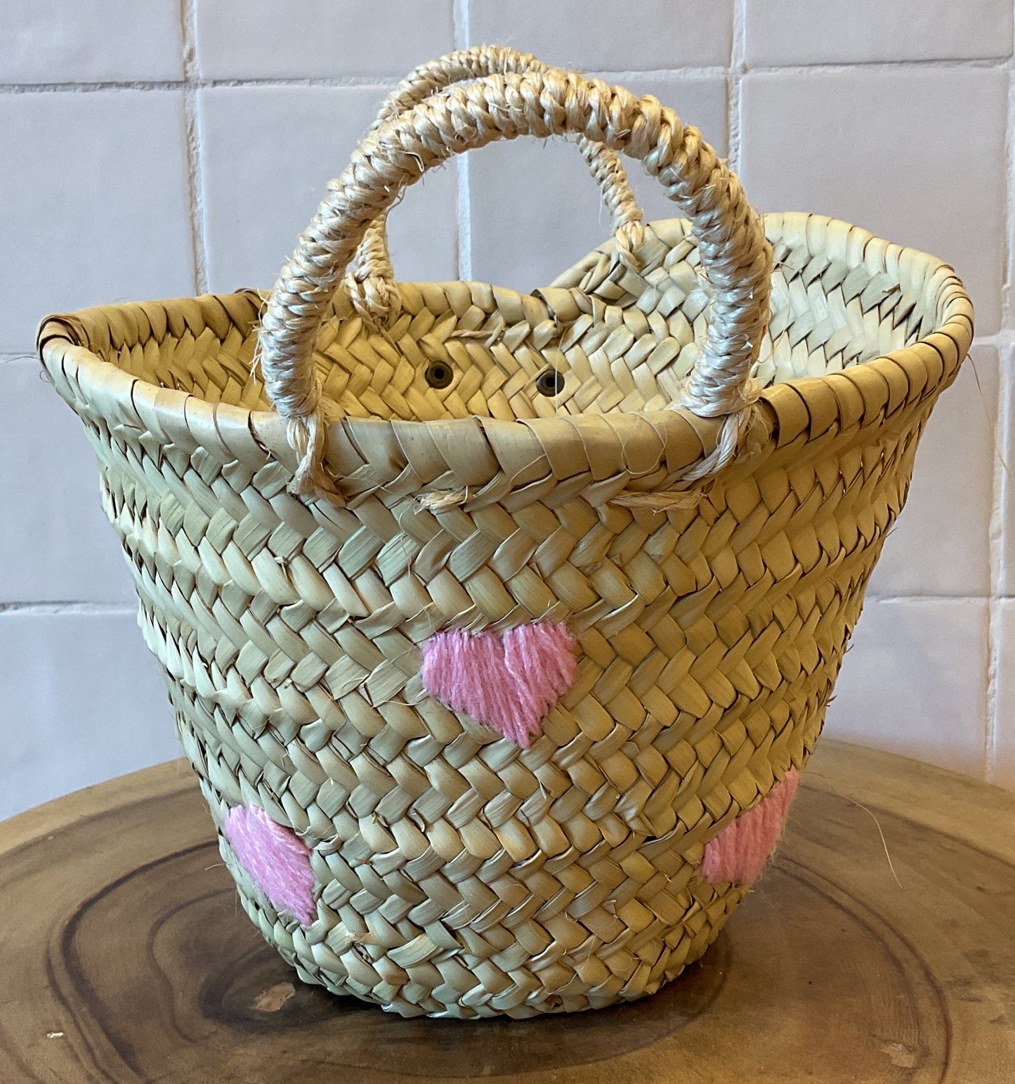 Moroccan Basket Bag All Hearts