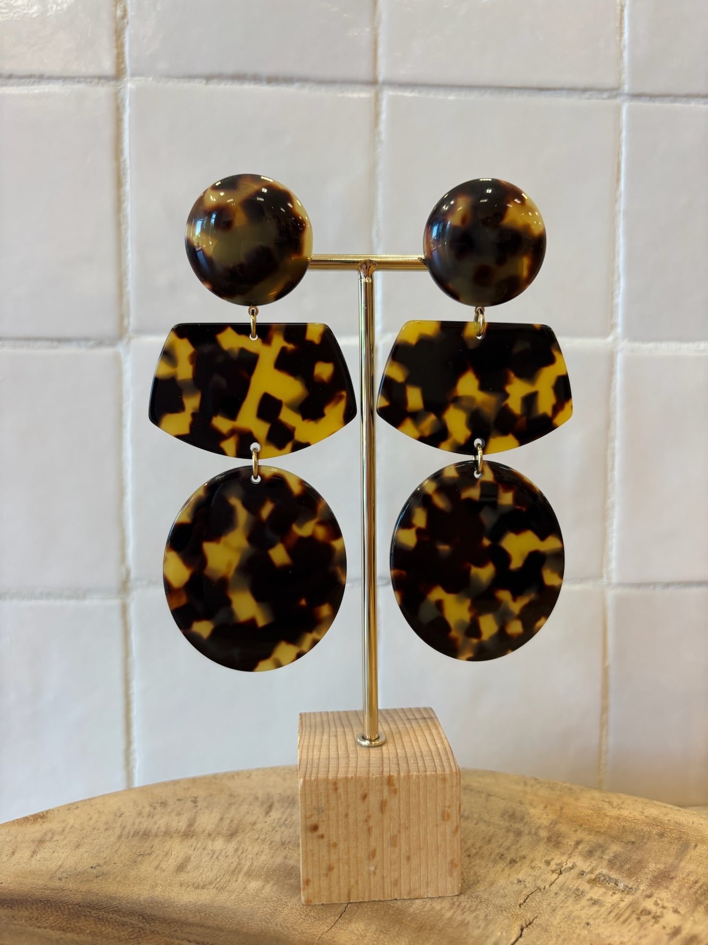 Josy Long Earrings Brown