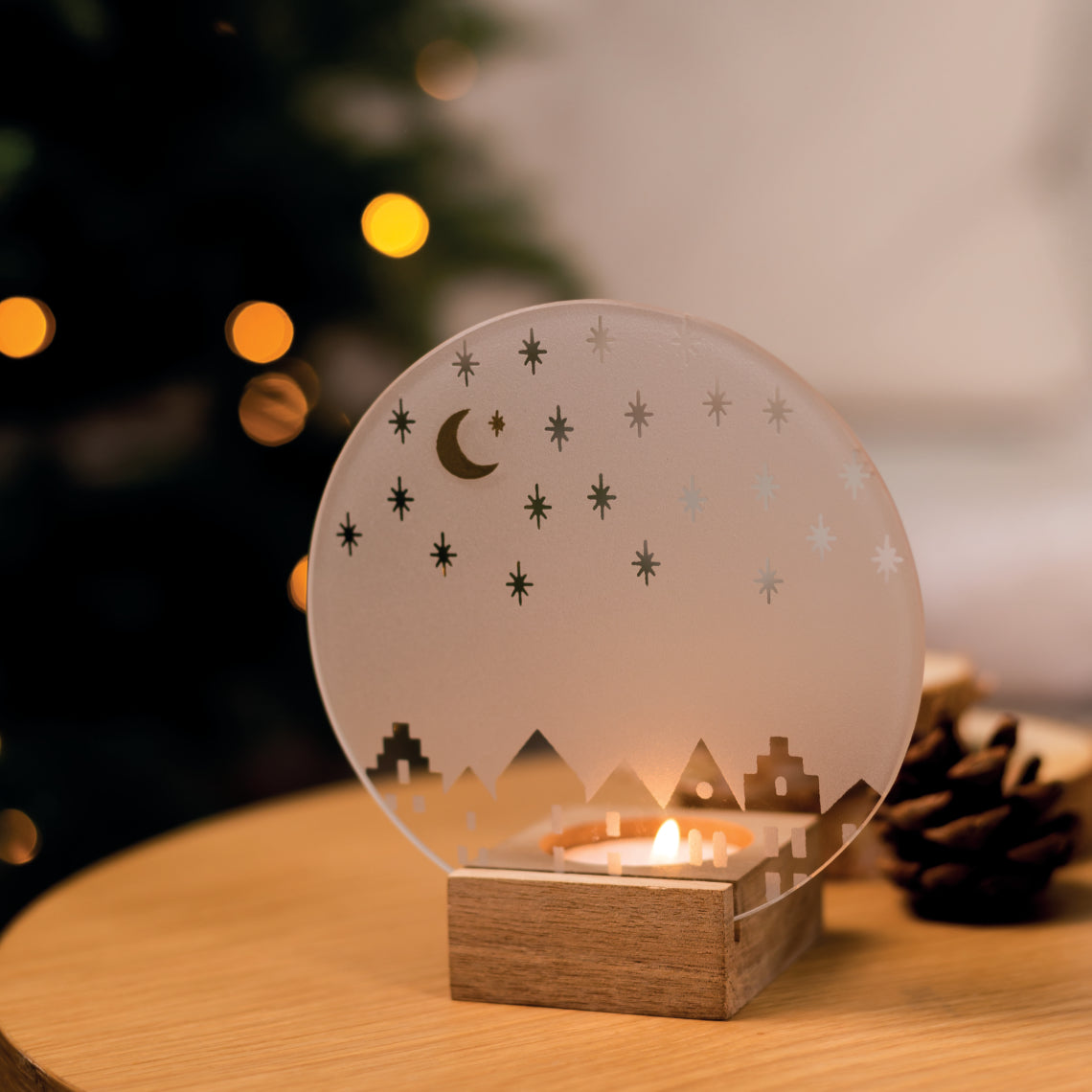 Glass Poetry light houses Tealight holder gold porcelain