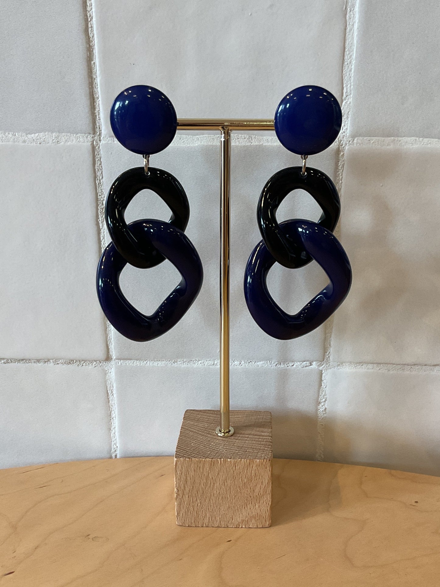 Maille Earrings navy & black