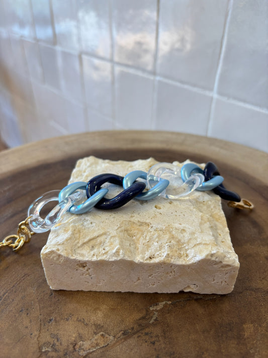 Maille M Bracelet marble Navy, transparent  & light blue