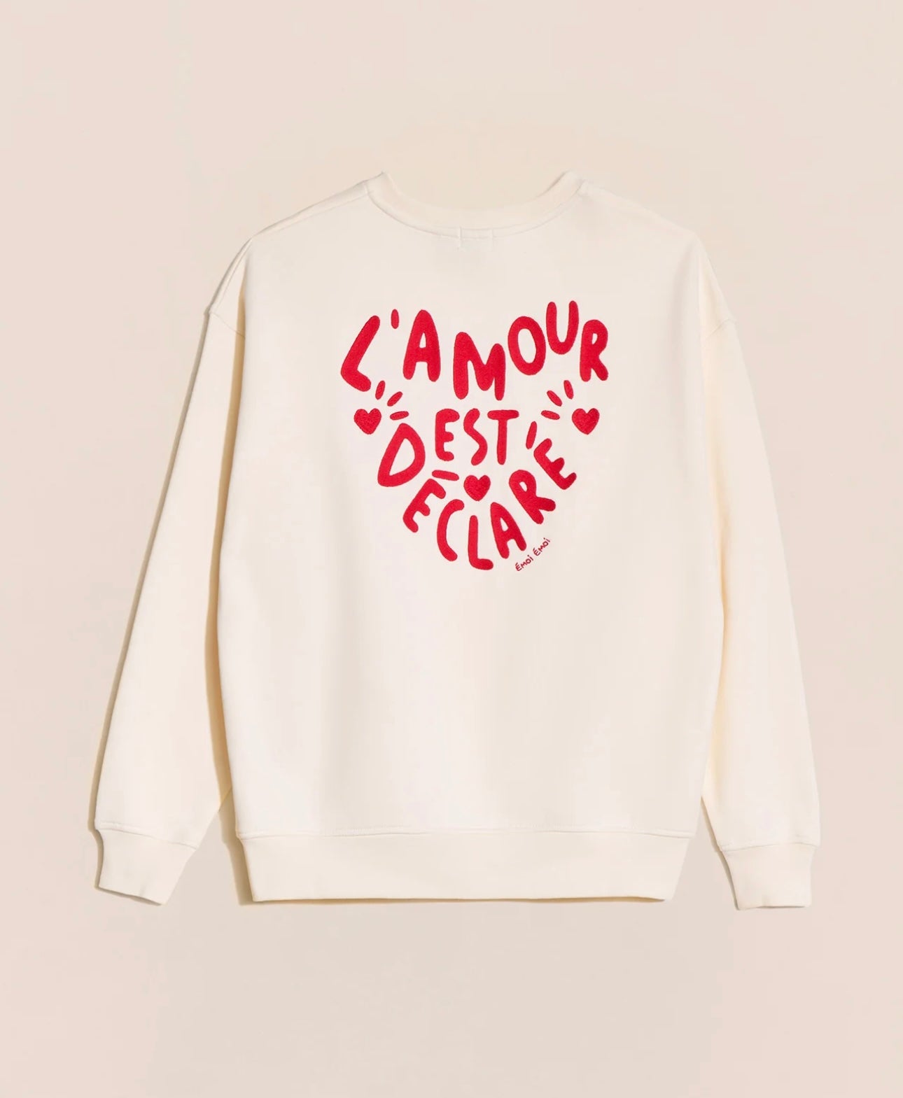 Sweat Lady D Cream” L’Amour est déclaré ” Embroidered Red