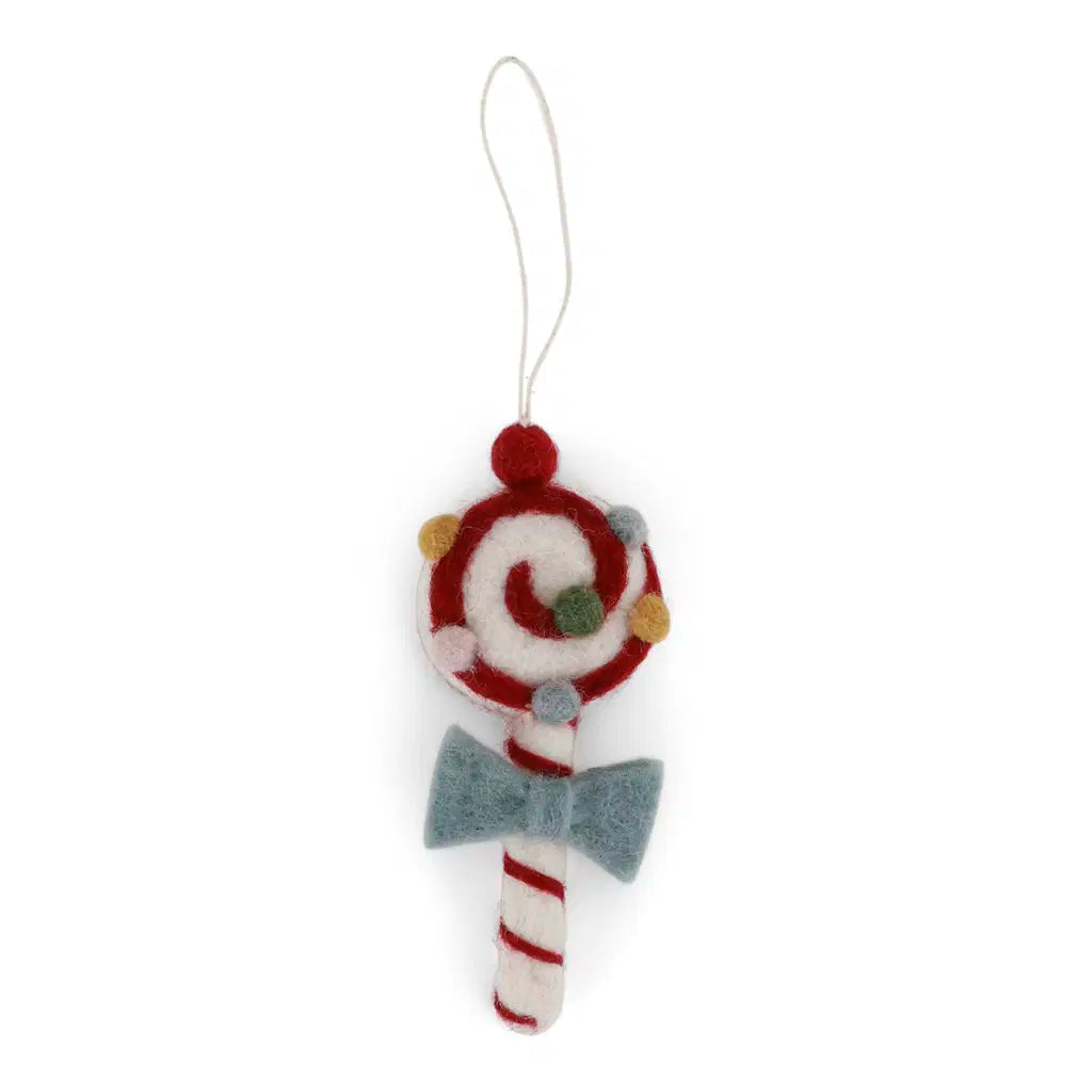 Christmas candy with light blue bow ornament