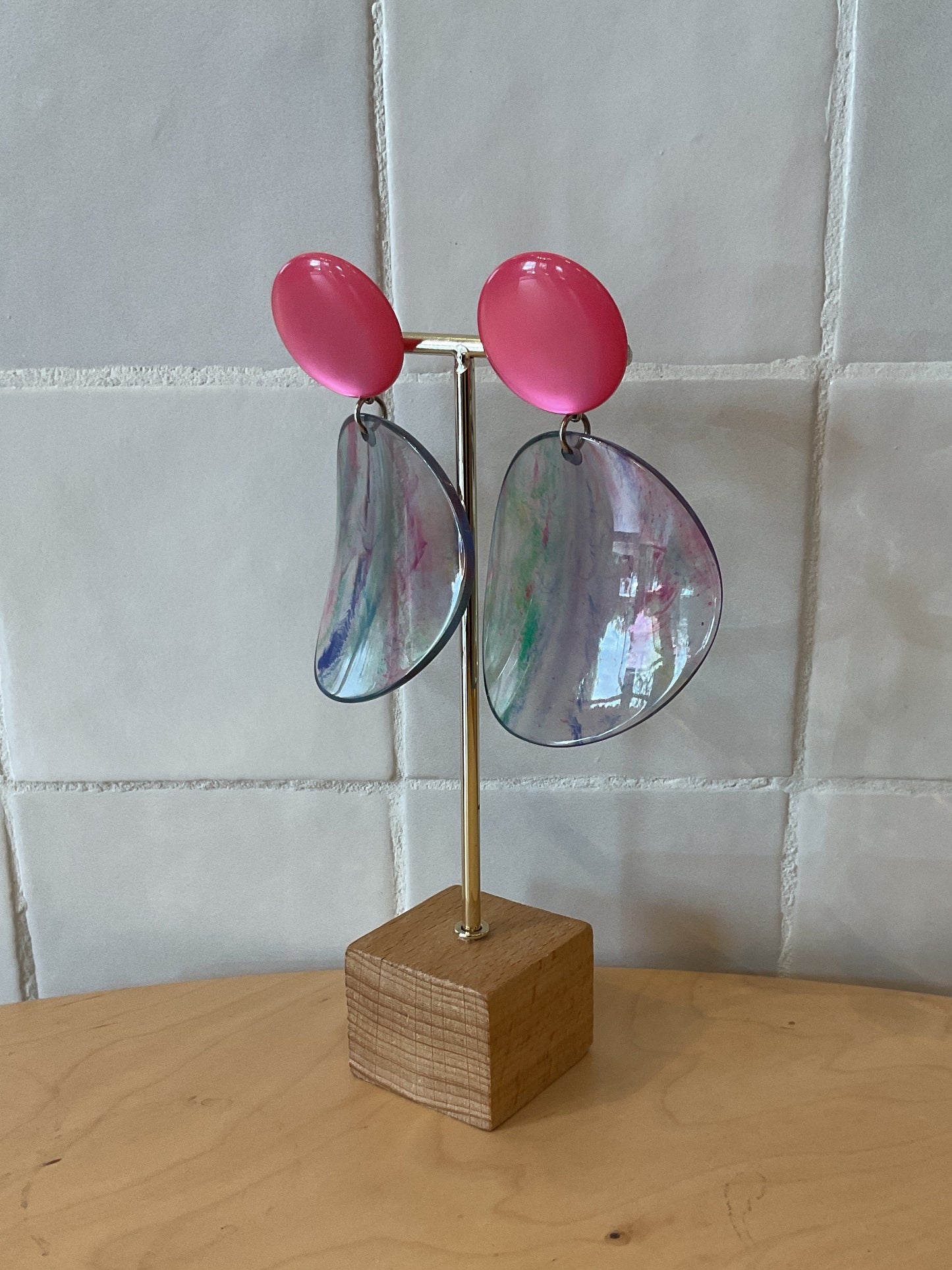 Chips Earrings Pink & Blue