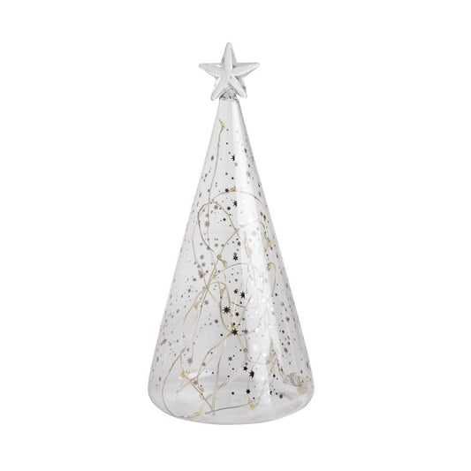 LED glass fir tree - Stars Silver