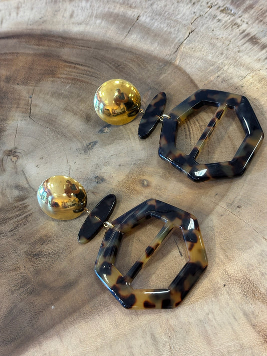 Leonie Long Earrings Brown Gold