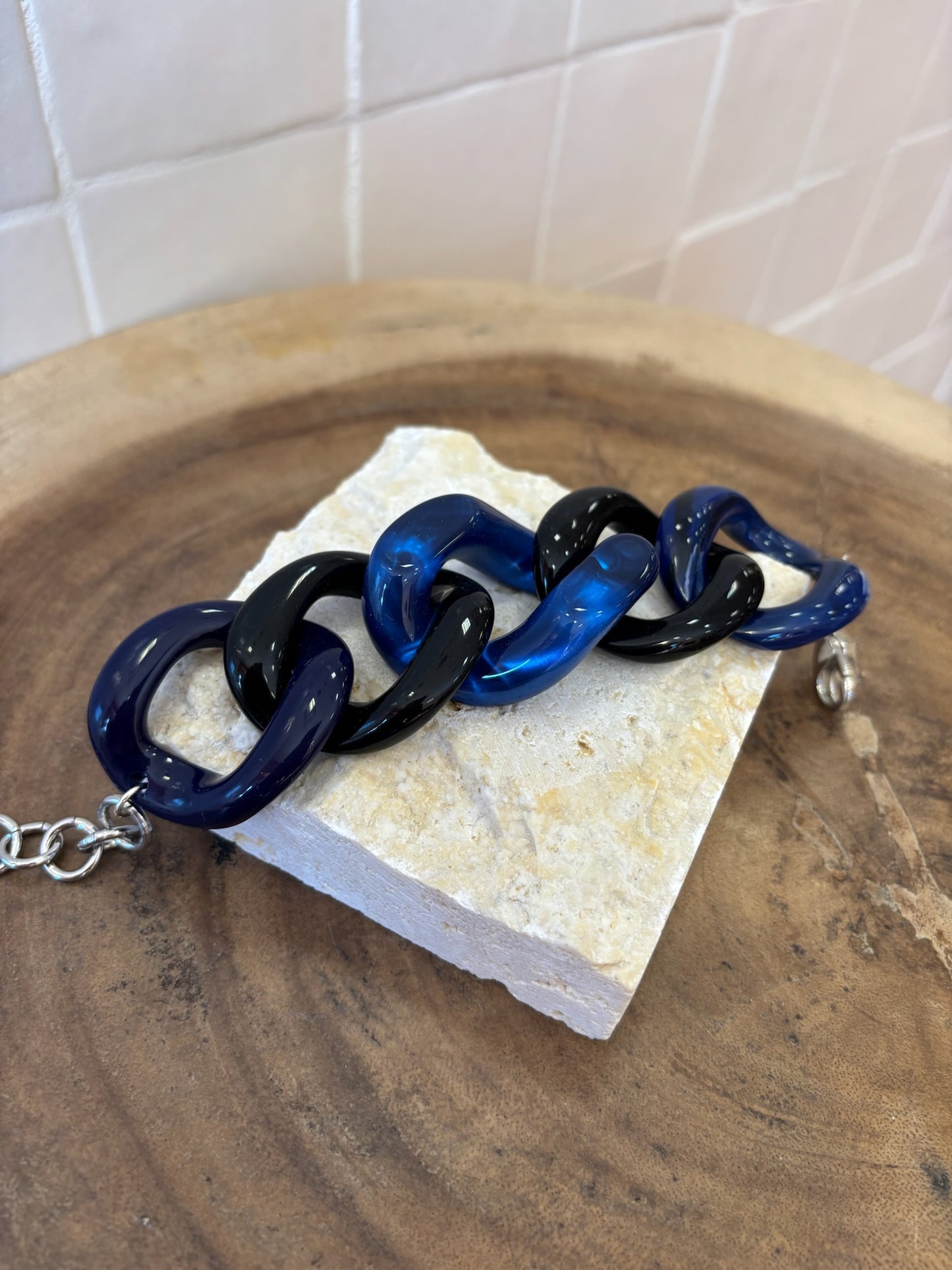 Maille Bracelet Navy, Royal blue Givré & black