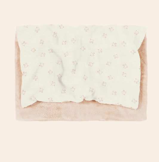 Wabi Sabi Baby blanket Washed double Muslin - Brown Hoshi Birds