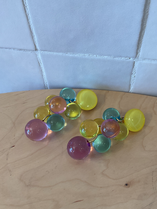 Grappe Ball Clip Earrings Multicolor