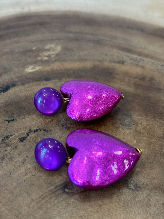 Heart Medium Pierced Earrings Purple