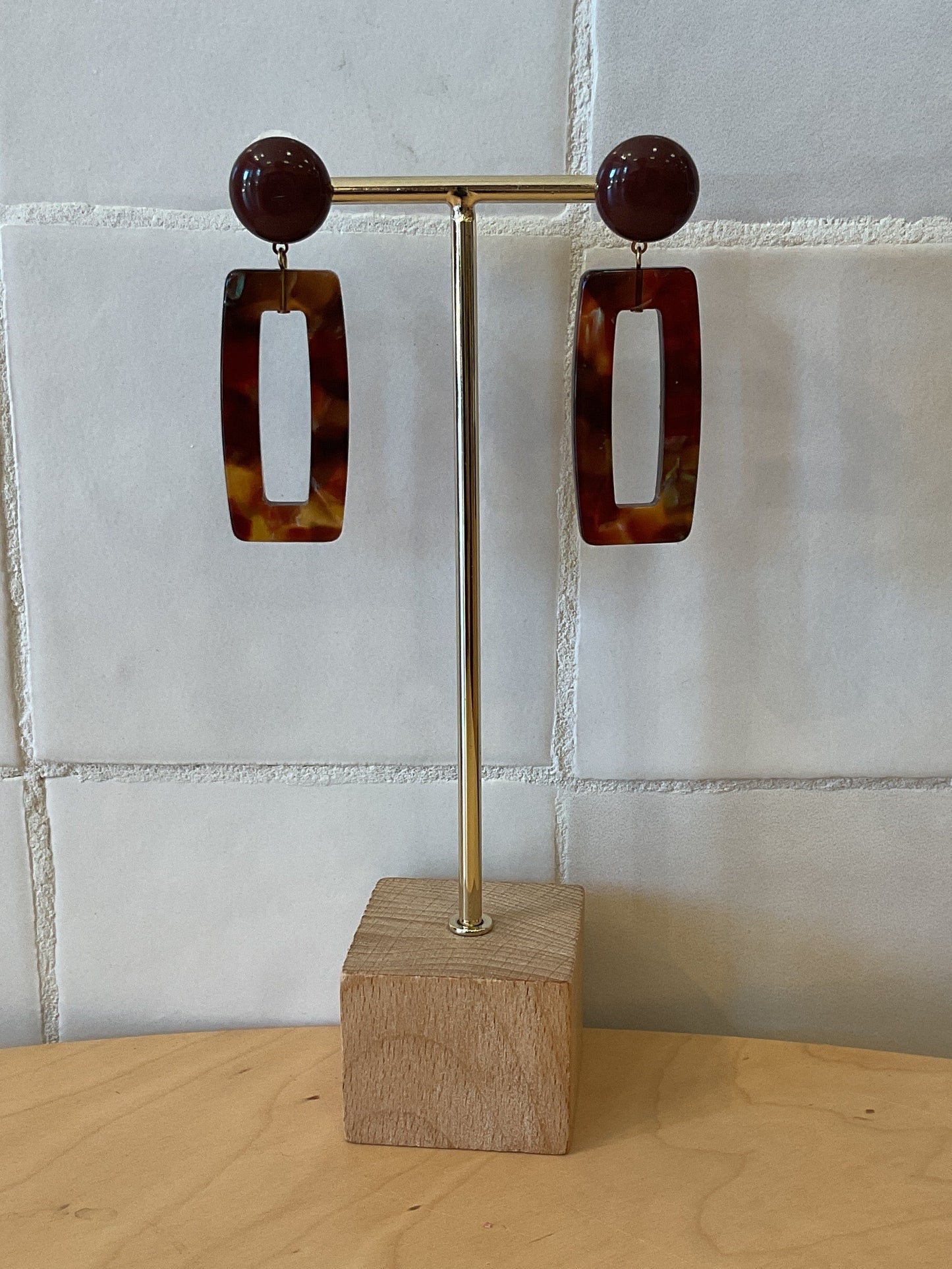 Pauline small earrings acetate brown & green