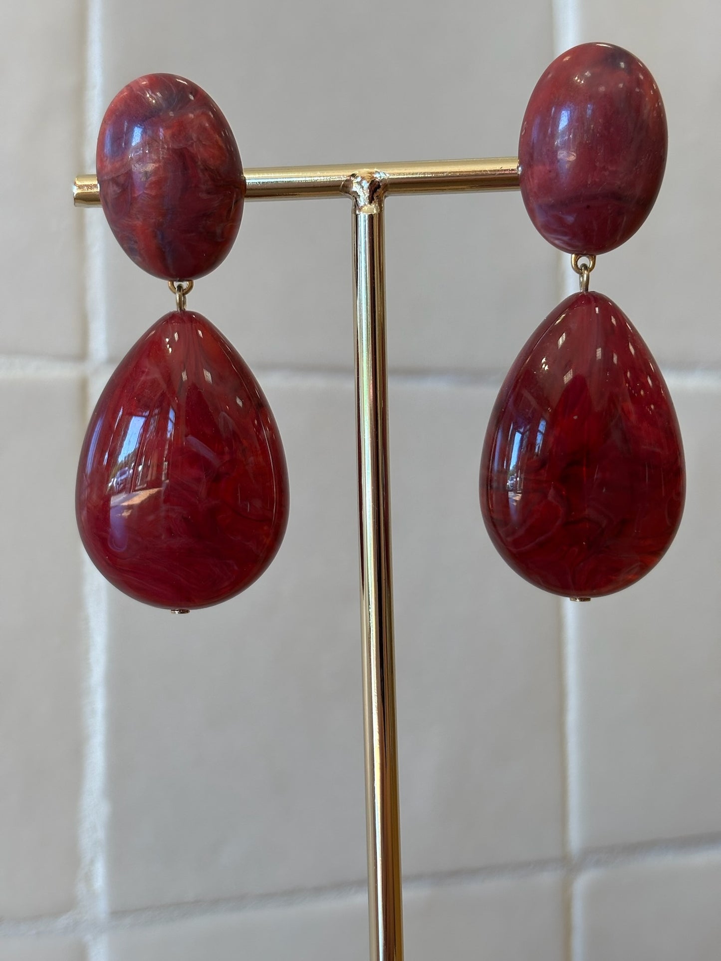 Cuba Earrings Marble Raspberry
