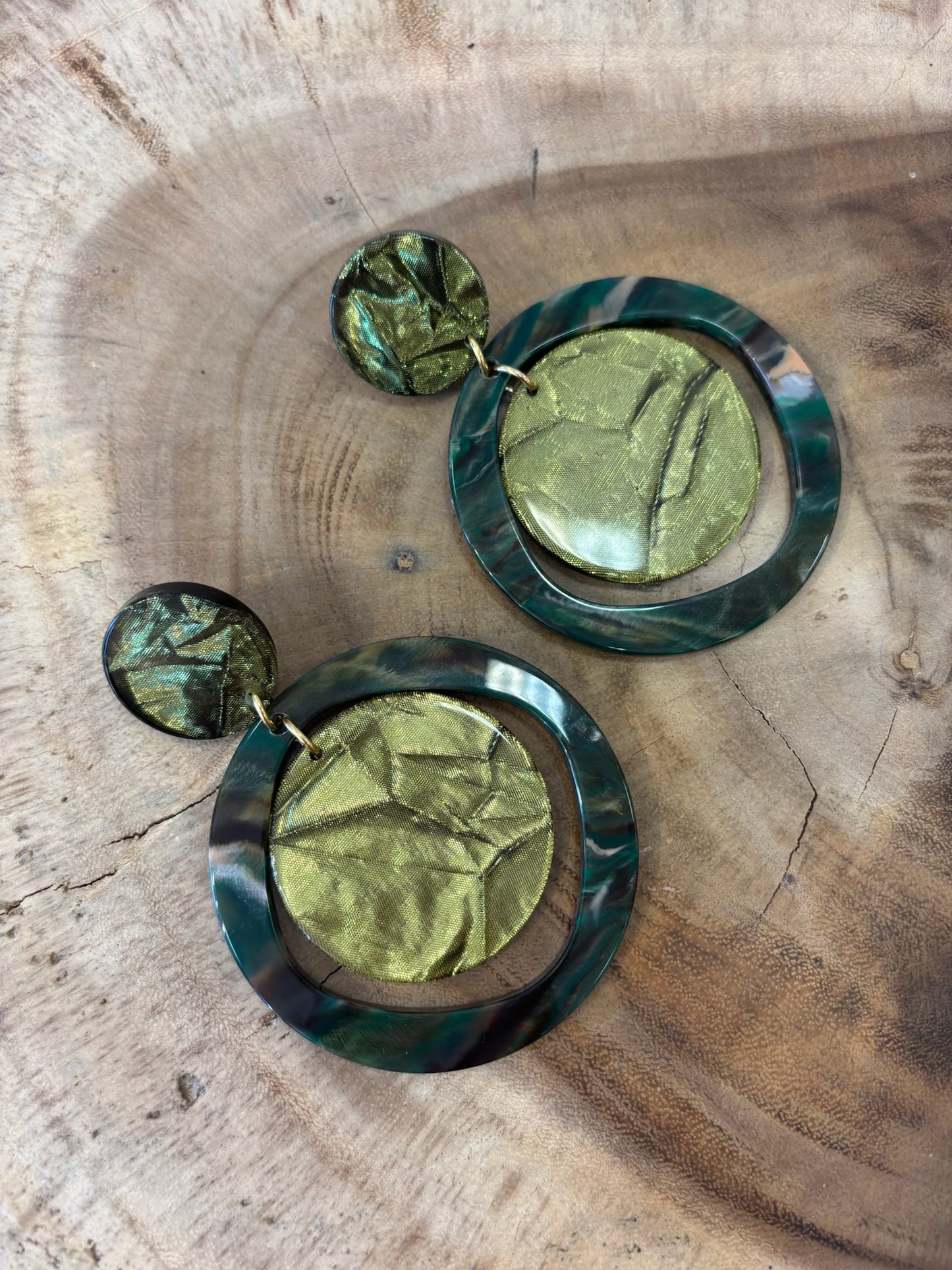 Suzette earrings marble & glitter green