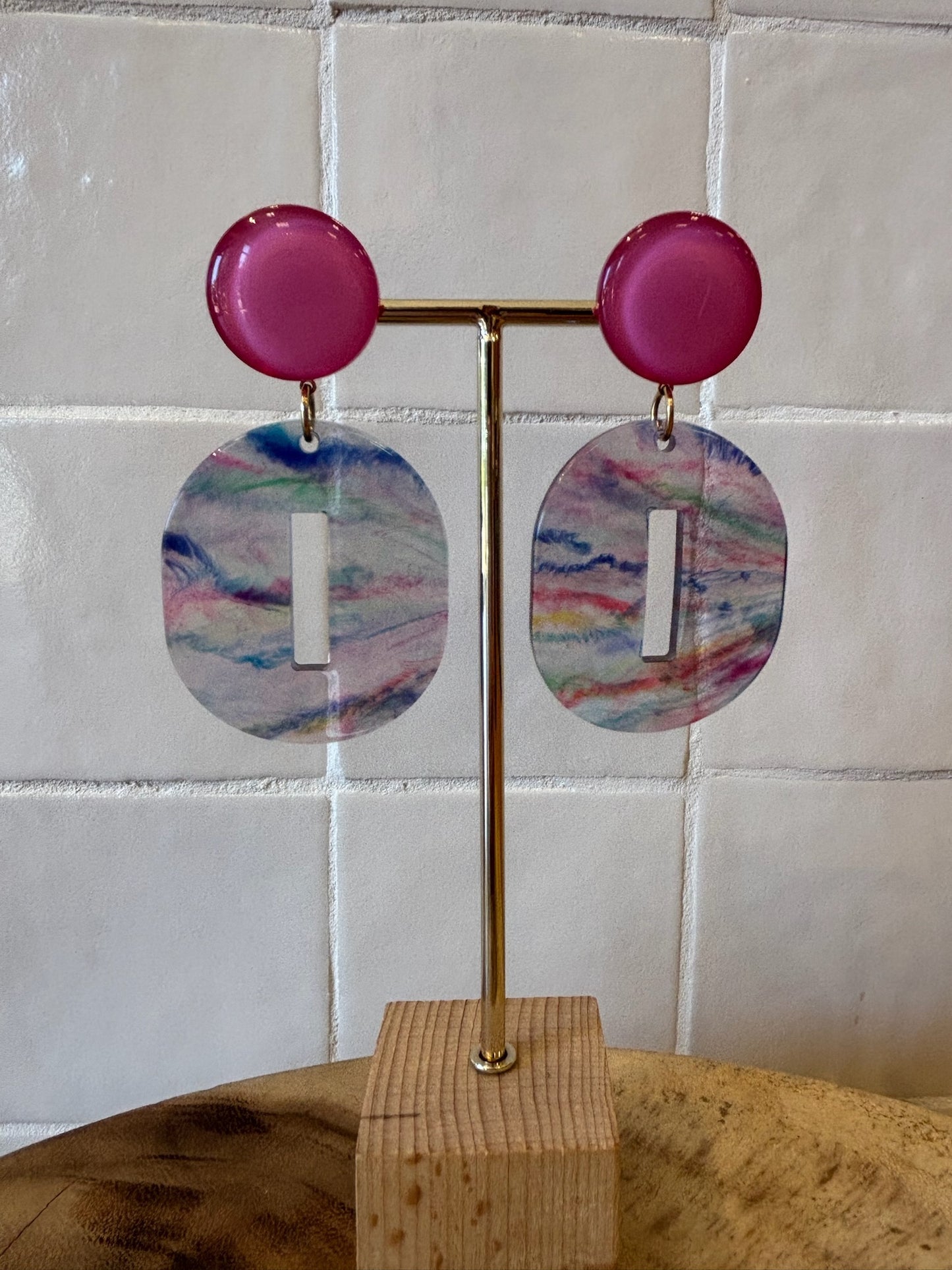 Poppy Earrings Pink & Blue