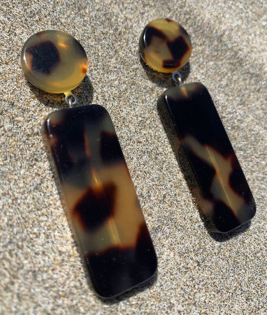 Long Brown Flake Earrings - Francine Bramli