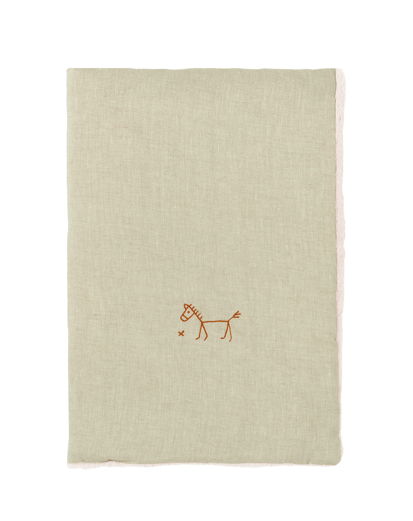 L1N0 Embroid winter blanket french linen - green matcha