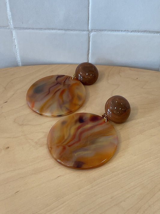 Rainbow earrings marble brown