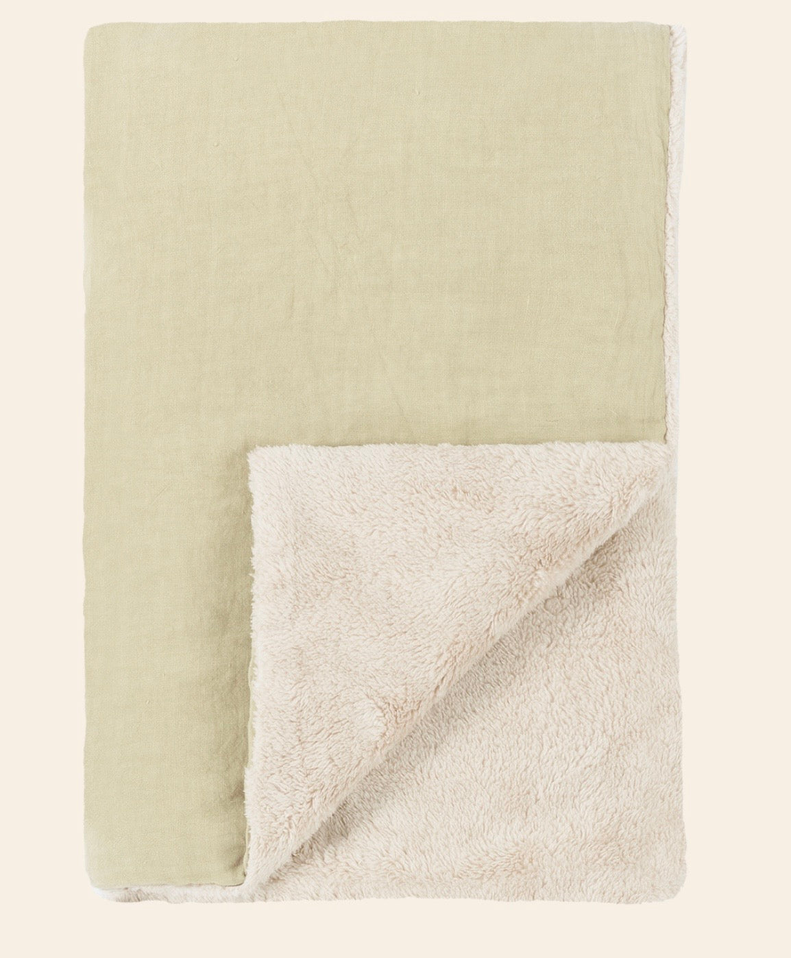 L1N0 Embroid winter blanket French linen - green tea