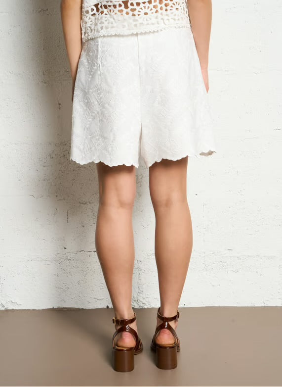 Sonia Embroidered White Short