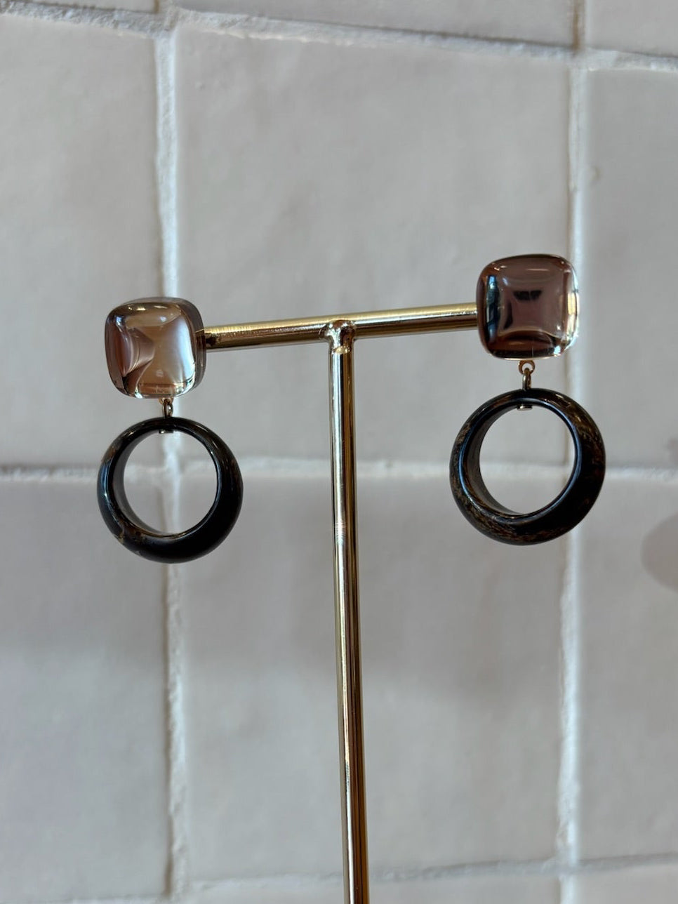 Cluny xs earrings brown & mirror