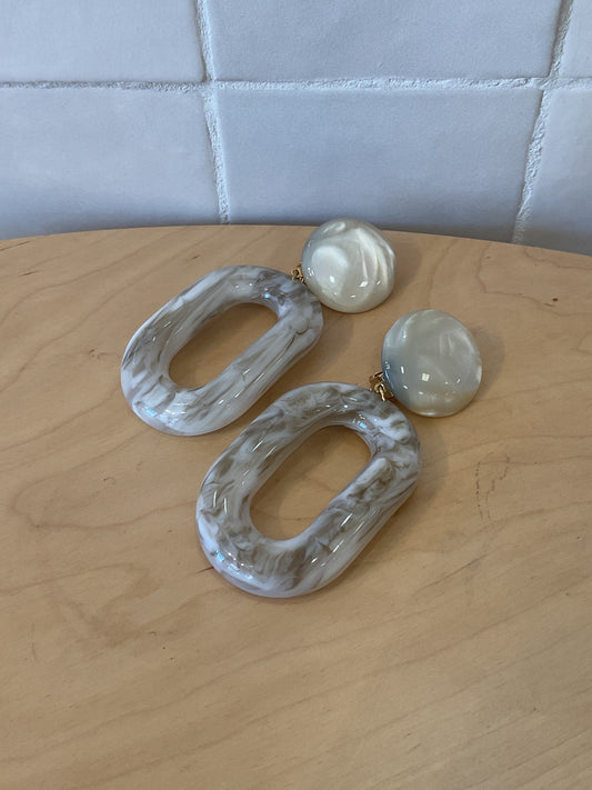 Dorine clip-on marble beige Earrings - Francine Bramli