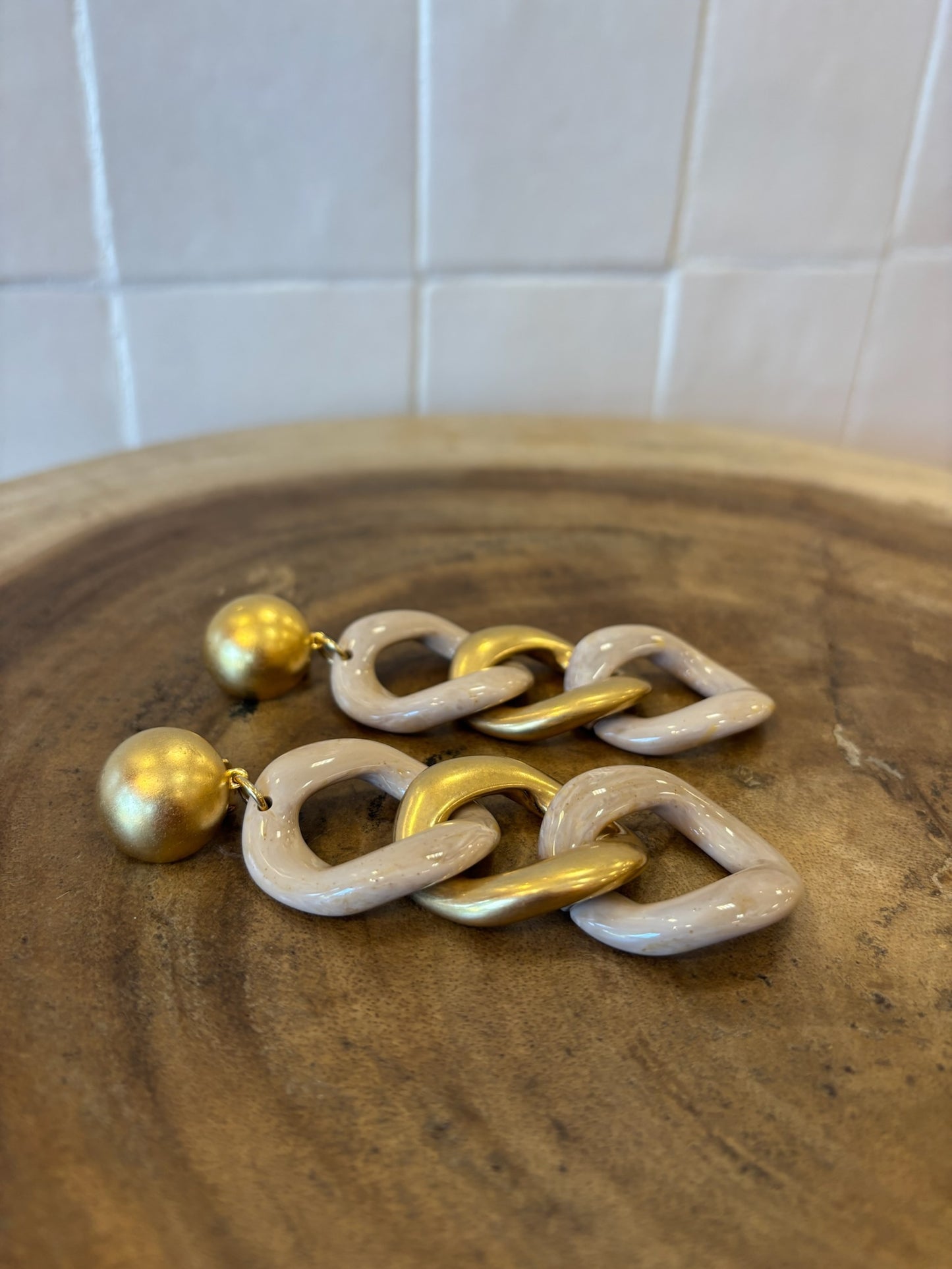 Maille Earrings Beige & Gold