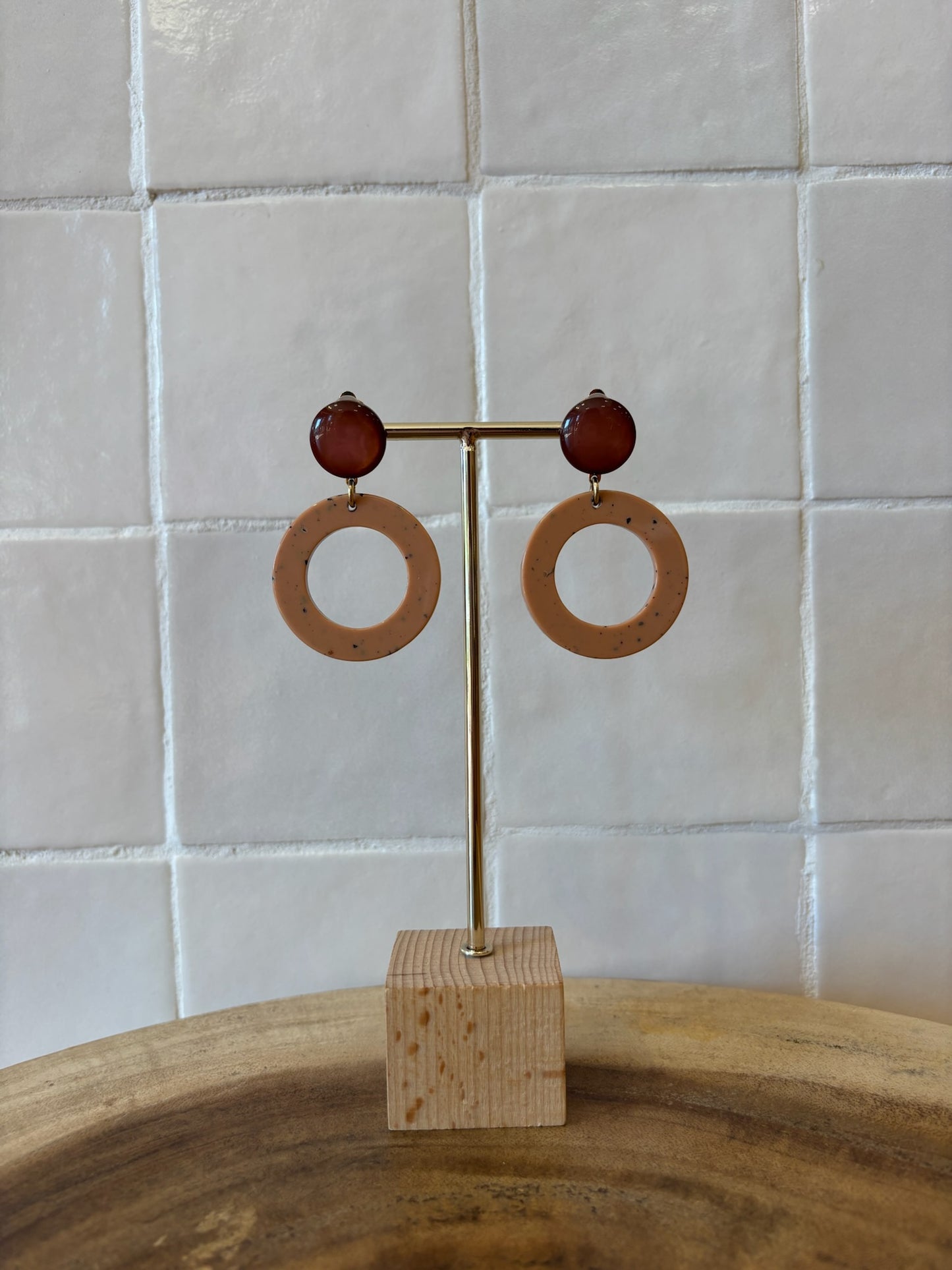 Round Earrings Old Pink - Francine Bramli