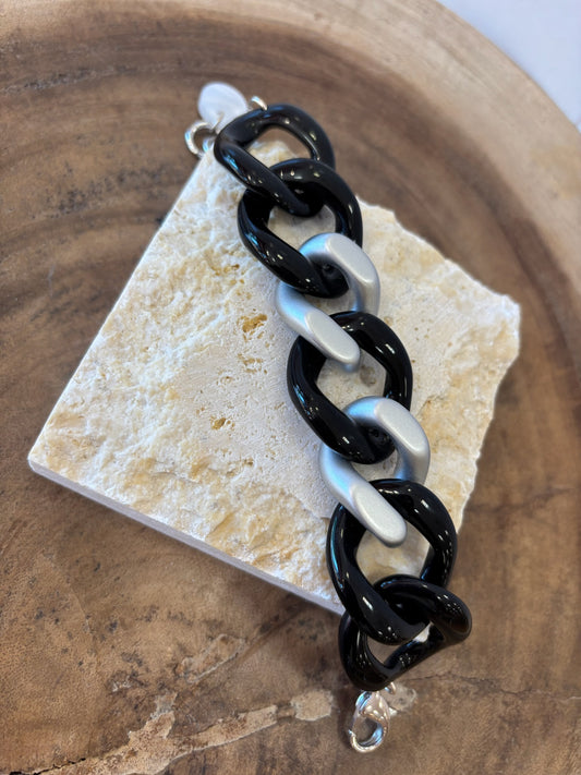 Maille Bracelet medium Silver & Black