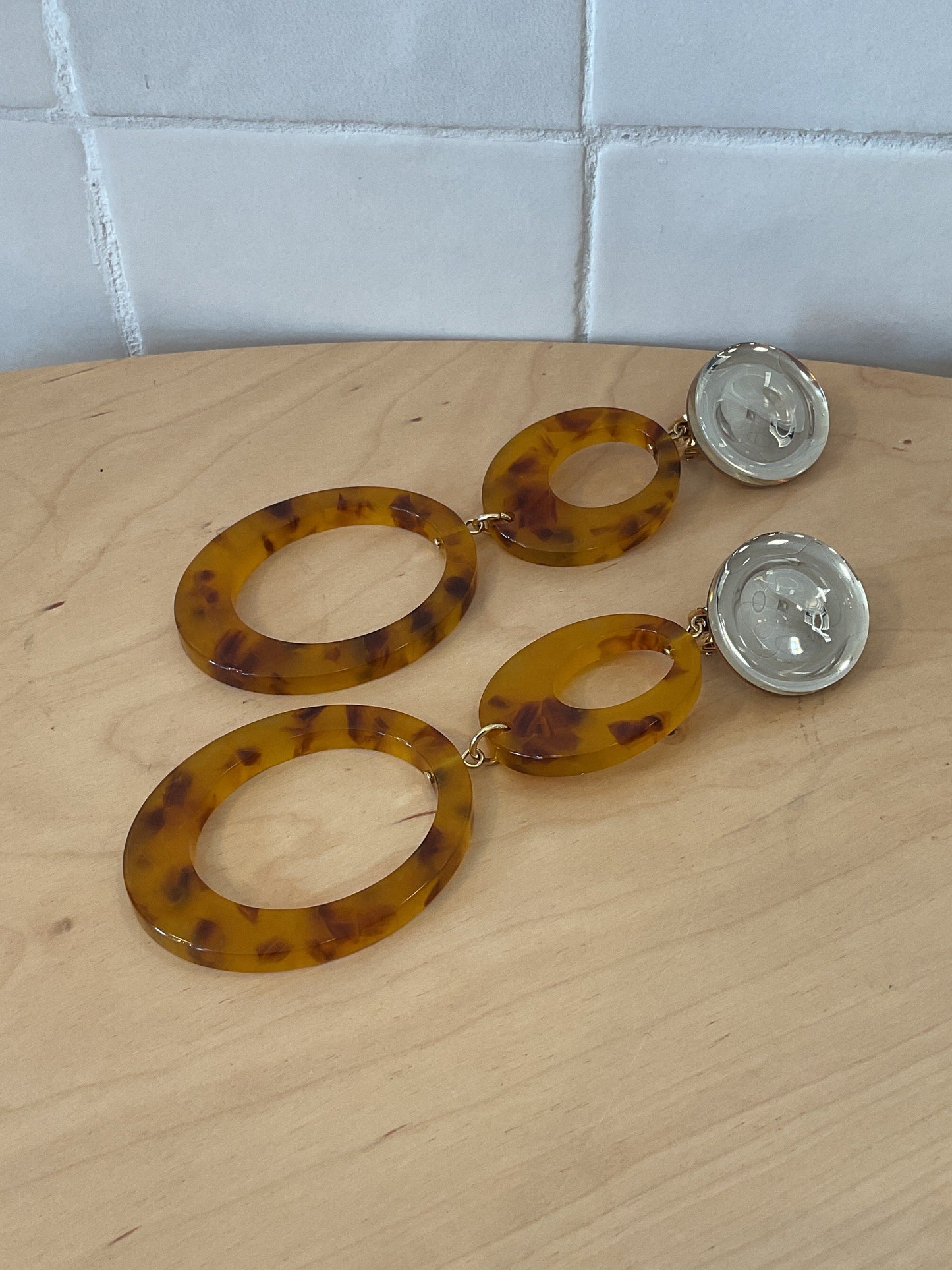 Miel double clip-on Earrings brown - Francine Bramli