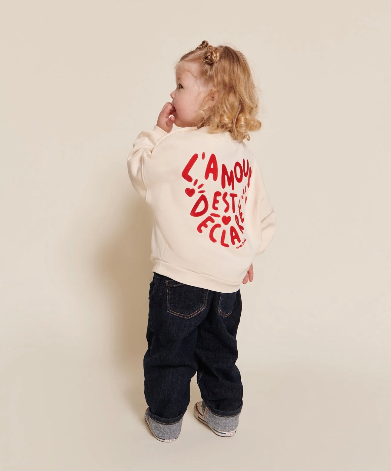 Sam Kids Sweat Cream “L’Amour est déclaré” Embroidered Red