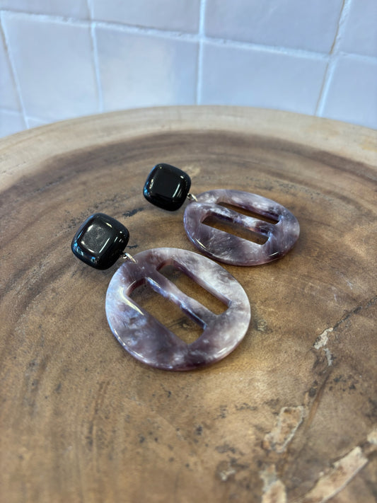 Mila Earrings Acetate Black & Grey