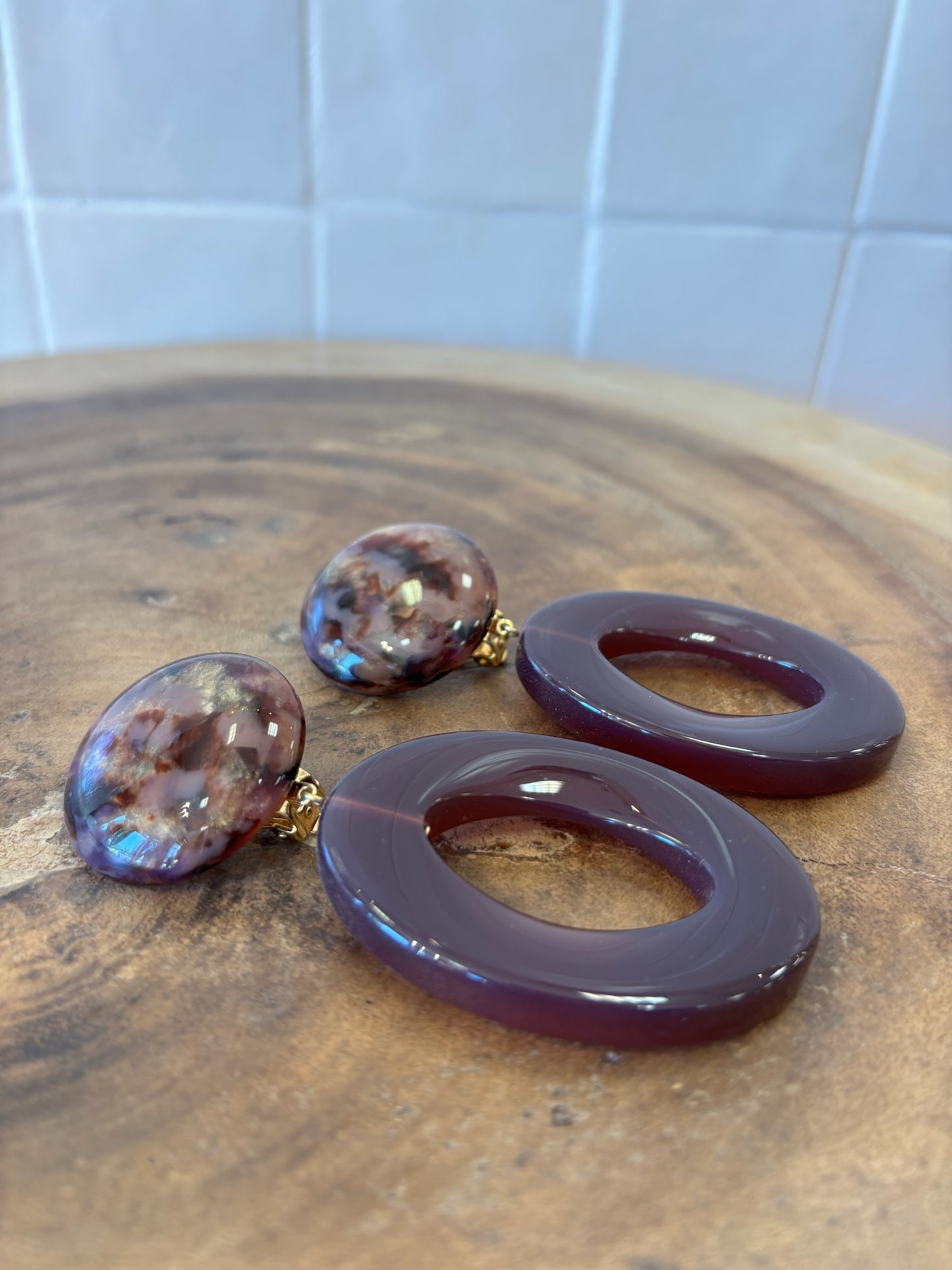 Oria earrings burgundy marble