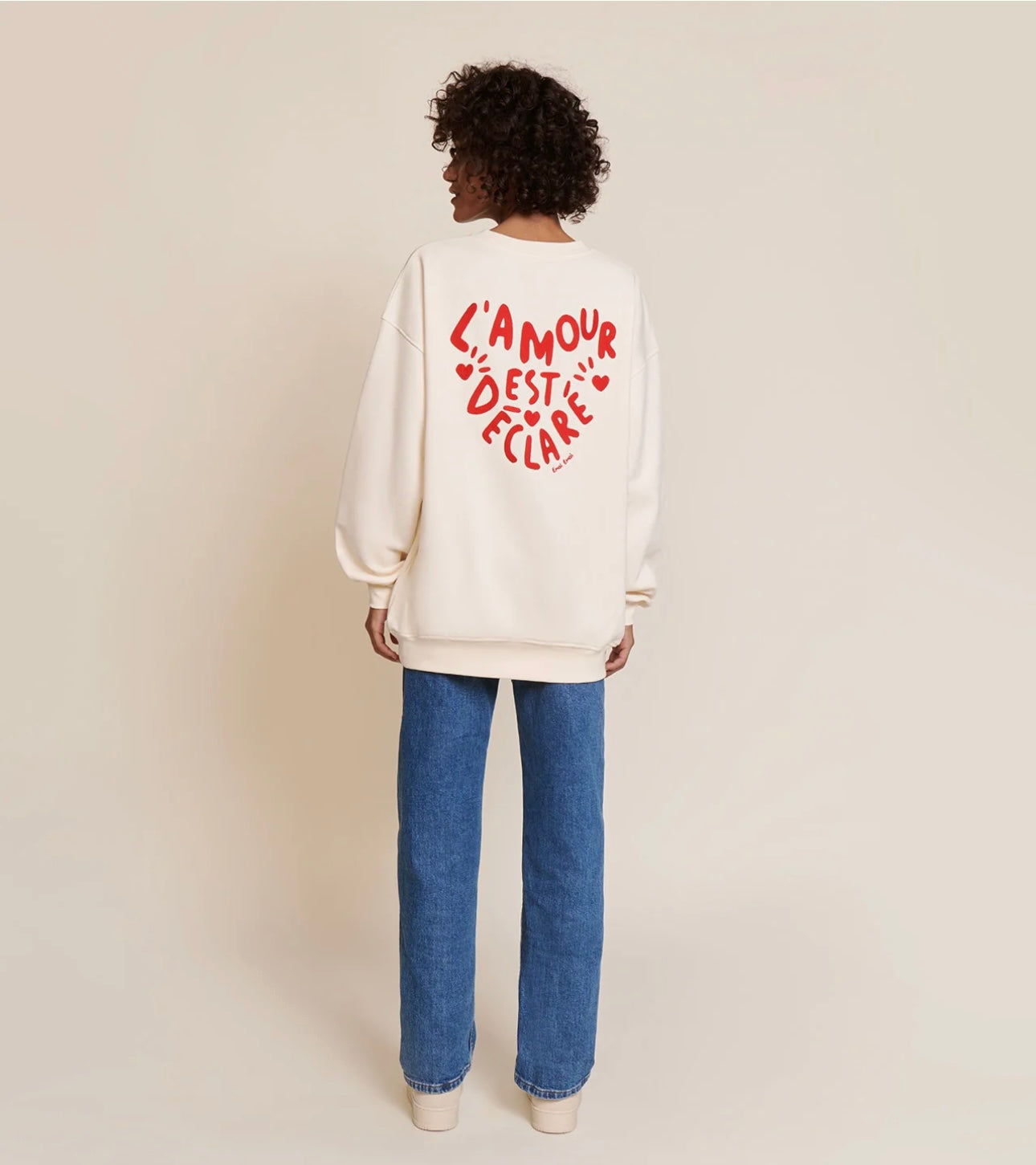 Sweat Lady D Cream” L’Amour est déclaré ” Embroidered Red