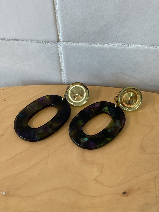 Messe earrings acetate green & purple