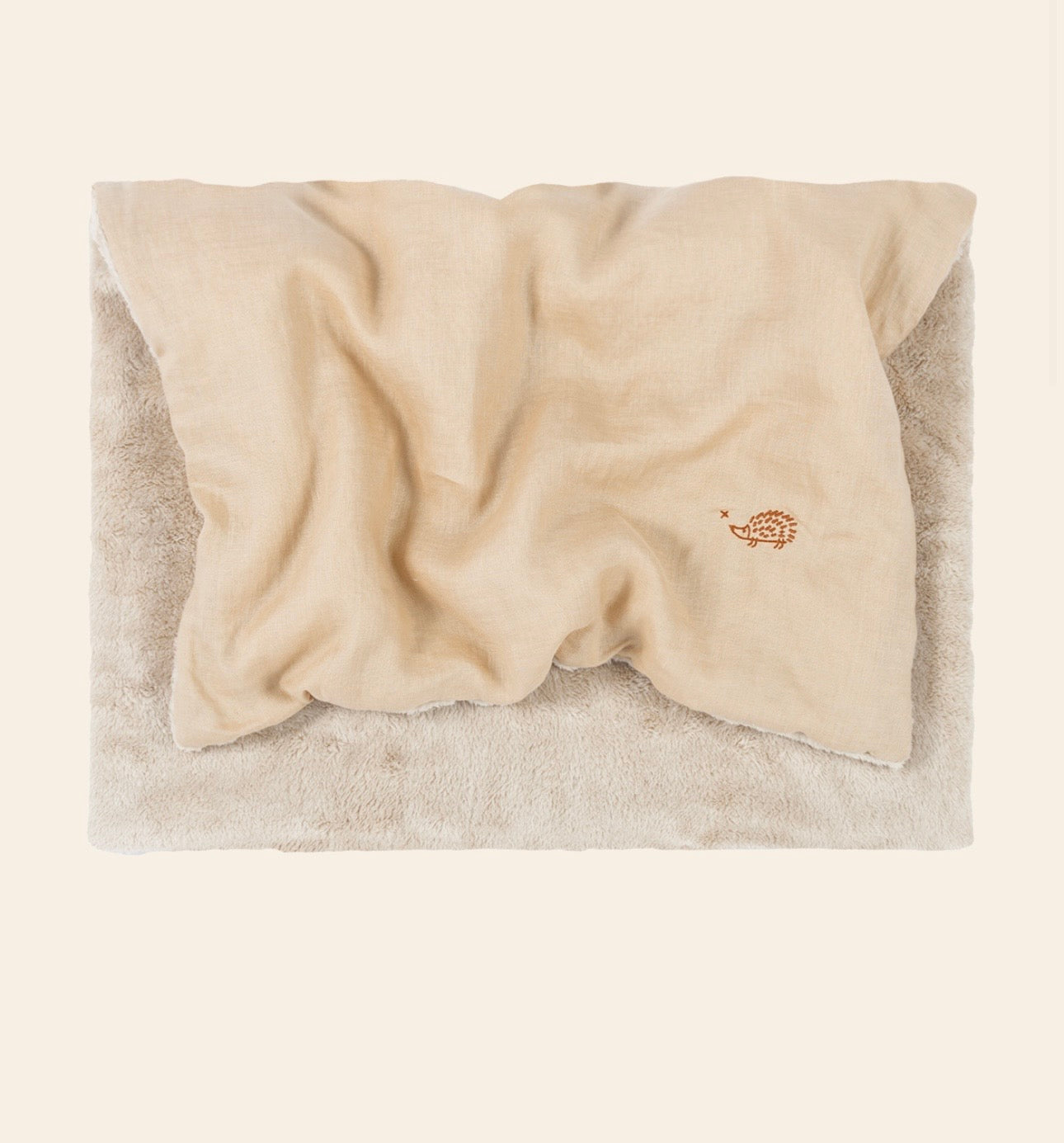 L1N0 Embroid winter blanket french linen - Sand