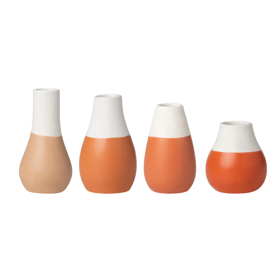 Porcelain Shades Earth Tones Mini Vases - Set Of 4 - R16610