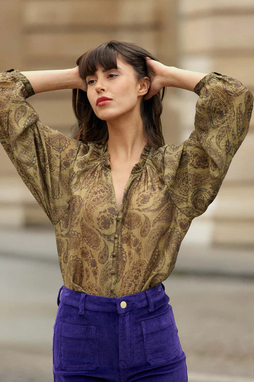 Beila Shirt Print Cashmere Kaki