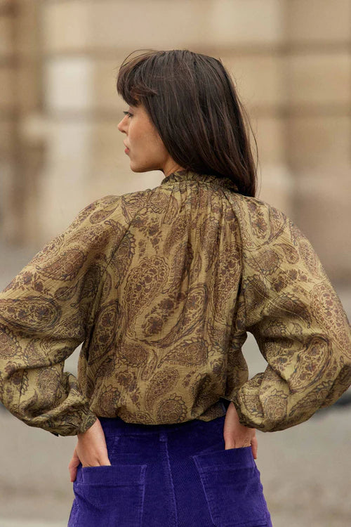 Beila Shirt Print Cashmere Kaki