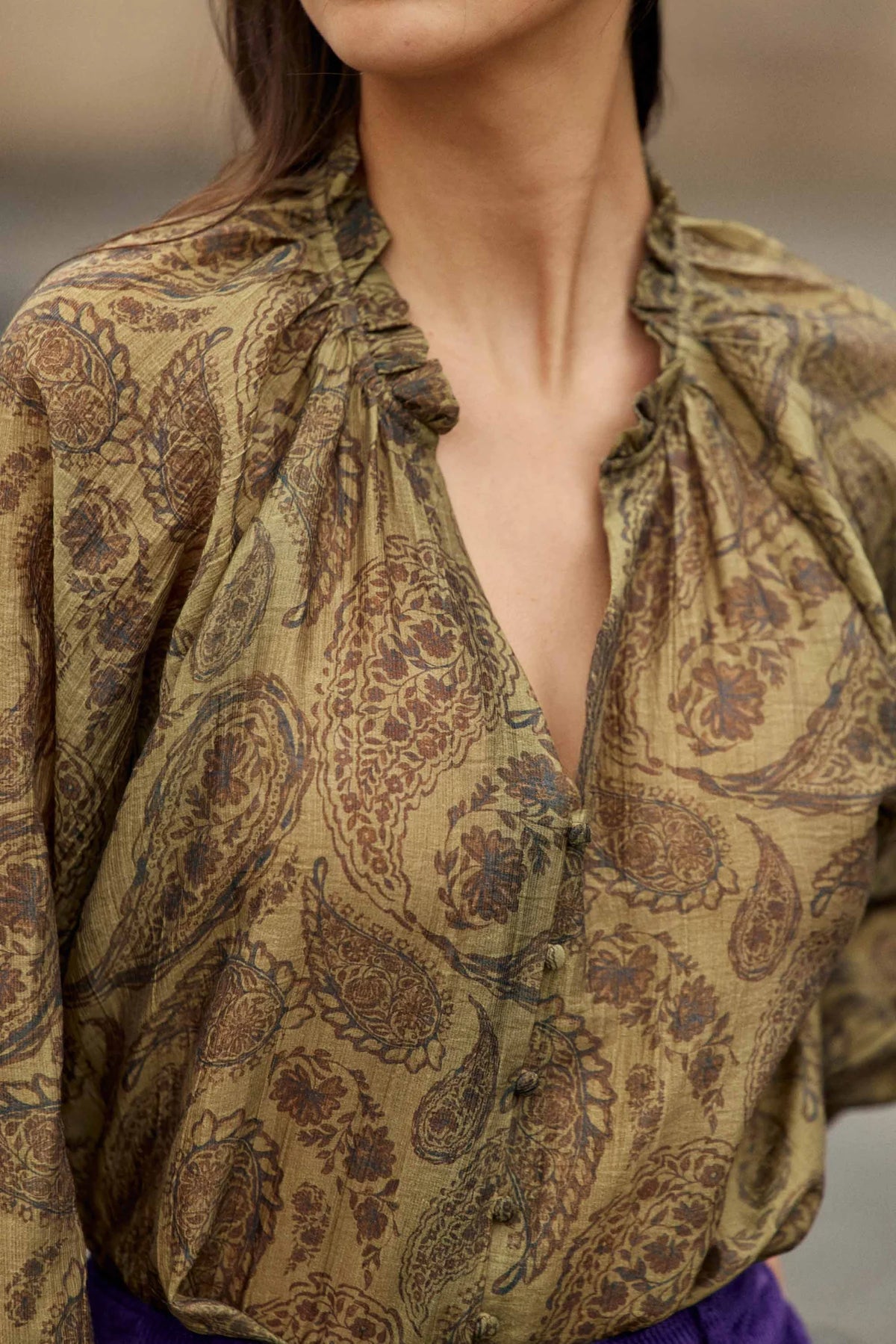 Beila Shirt Print Cashmere Kaki