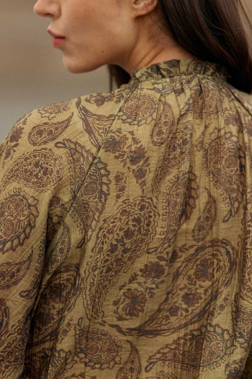 Beila Shirt Print Cashmere Kaki