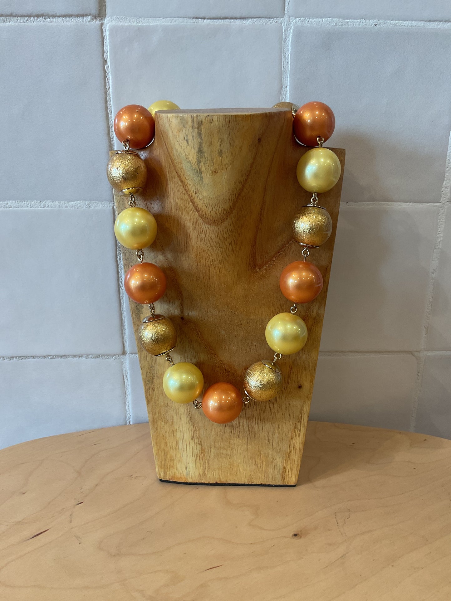 Pearl Orange Gold Yellow Necklace - Francine Bramli