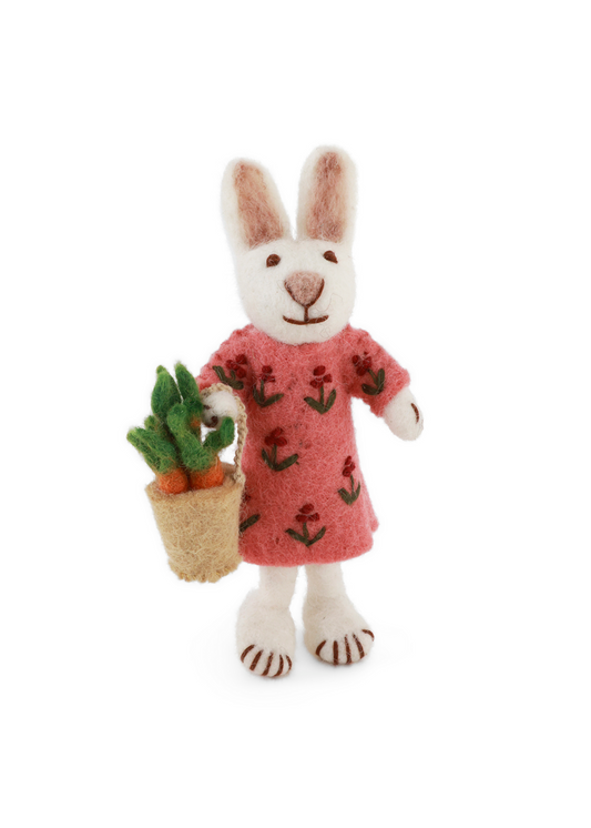 Small Girly Bunny W/Carrot Basket