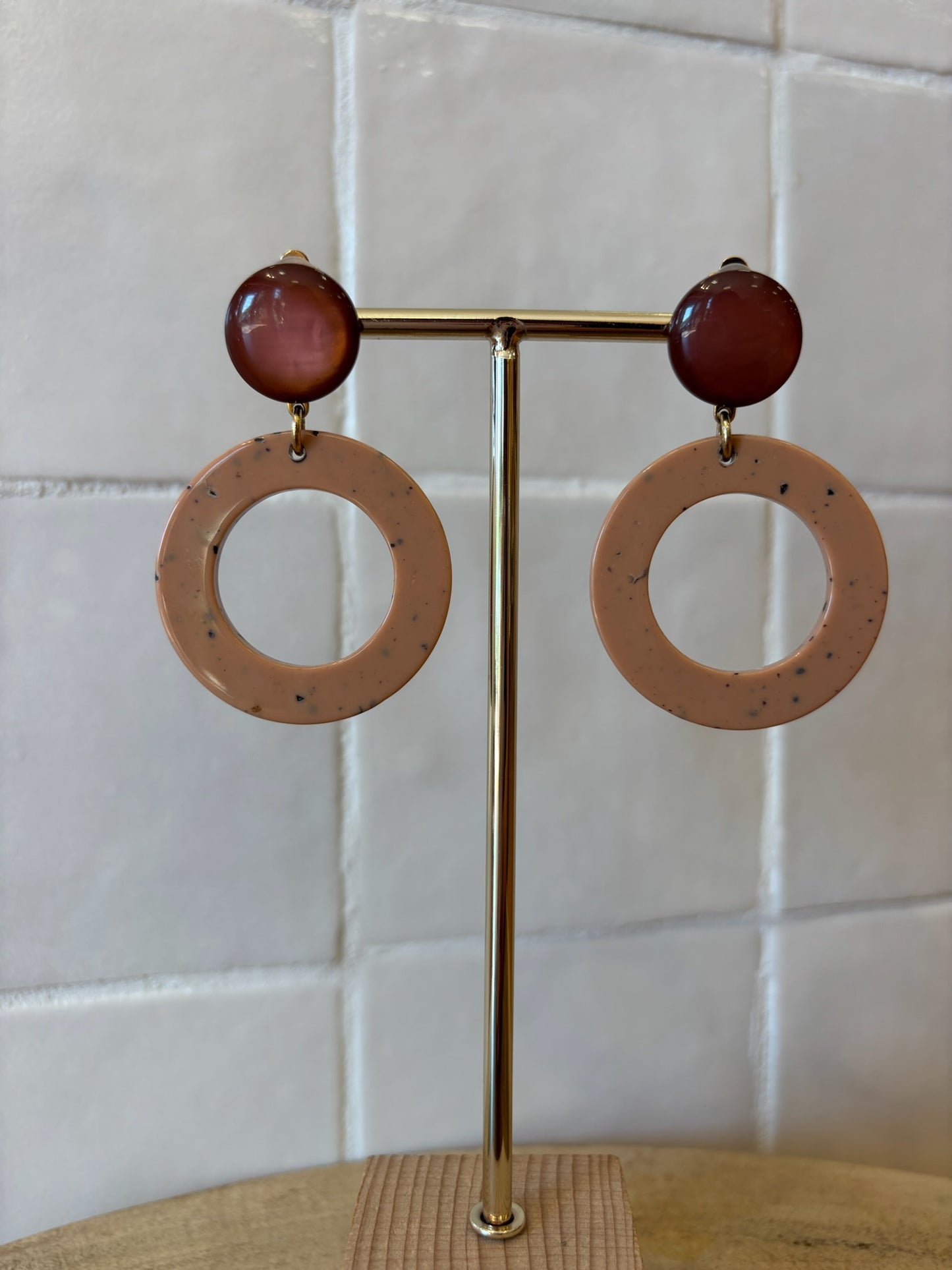 Round Earrings Old Pink - Francine Bramli